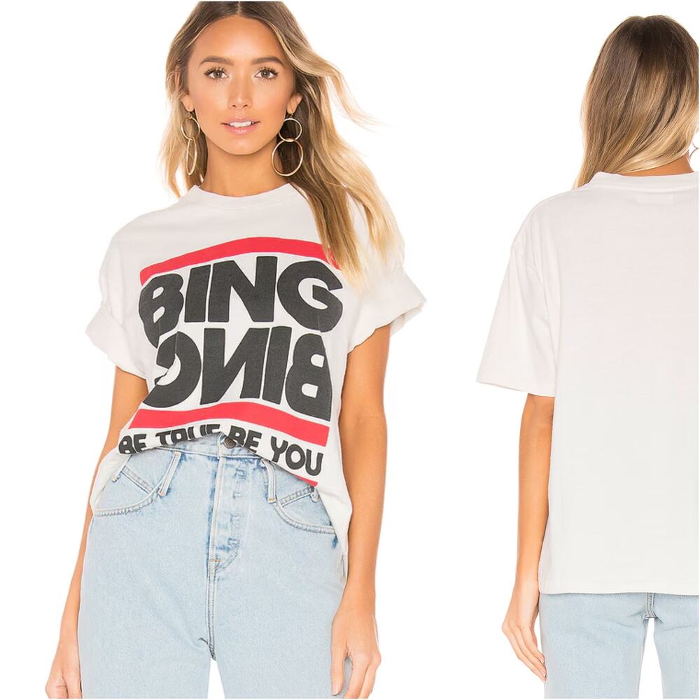 ANINE BING Be True Be You Tee T-Shirt in white size Small